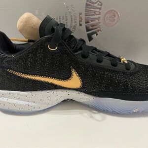 Nike Black and Gold Textured Sneakers